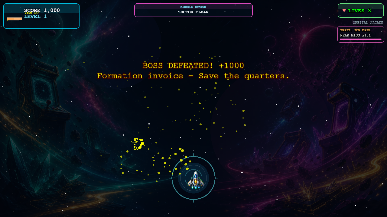 Boss defeated victory moment.
